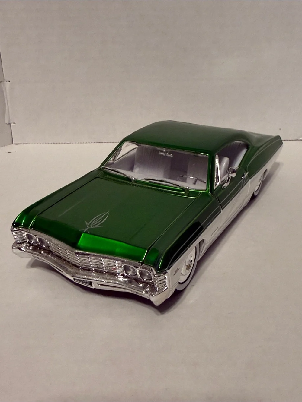 Jada Impala Green and White Classic Lowrider Toy Car 1/24 scale